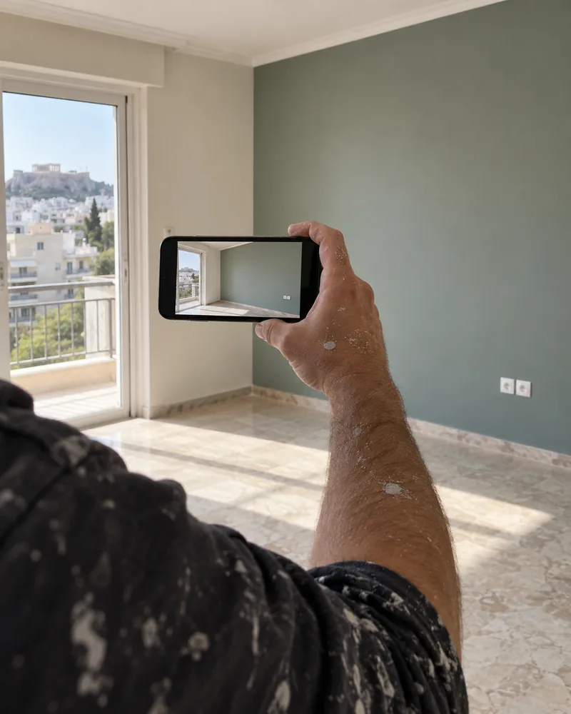 Ενδεικτική καταγραφή βαμμένου τοίχου με κινητό για απομακρυσμένη ενημέρωση